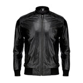 Mens Black Pure Cow Leather  Bomber Jacket